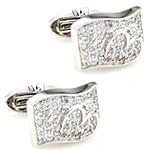 دکمه سردست طلا سفید با نگین الماس تراش برلیان مدل: cdm1200