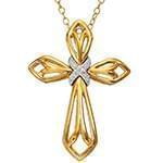 مدل گردنبند صلیب با نگین الماس تراش برلیان و طلای زرد مدل: gpm1017