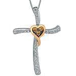 مدل گردنبند صلیب با نگین الماس تراش برلیان و سیترین مدل: gpm1021