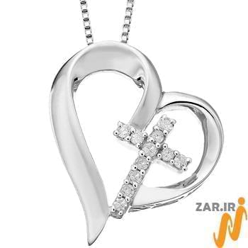 مدل گردنبند صلیب با نگین الماس تراش برلیان طرح قلب مدل: gpm1023