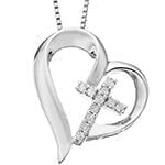 مدل گردنبند صلیب با نگین الماس تراش برلیان طرح قلب مدل: gpm1023