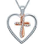 مدل گردنبند صلیب طلا با نگین الماس تراش برلیان طرح قلب مدل: gpm1025