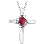 مدل گردنبند صلیب طلا با نگین الماس تراش برلیان و  یاقوت قرمز مدل: gpm1027