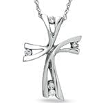 مدل گردنبند صلیب با نگین الماس تراش برلیان و طلای سفید مدل: gpm1029