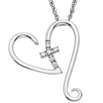 مدل گردنبند صلیب با نگین الماس تراش برلیان طرح قلب مدل: gpm1031