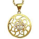 مدل گردنبند الله با نگین الماس تراش برلیان و طلای زرد مدل: gpm1032