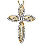 مدل گردنبند صلیب با نگین الماس تراش برلیان طرح فلاور مدل: gpm1035