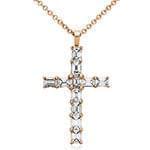گردنبند صلیب با نگین الماس تراش باگت با طلای رز گلد مدل: gpm1033