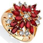 انگشتر زنانه طلا با نگین یاقوت قرمز مارکیز و الماس تراش برلیان: مدل rgf1542