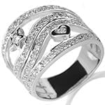 مدل انگشتر طلای زنانه با نگین الماس تراش برلیان طرح ستاره و قلب: مدل wrdf2119