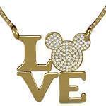 گردنبند کودکانه جواهر با نگین برلیان طرح love میکی موس مدل: pgb2096