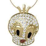 آویز کودکانه جواهر با نگین برلیان و یاقوت قرمز طرح تویتی مدل: pgb2097