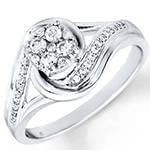 مدل حلقه طلا سفید فلاور (flower) جواهر با نگین الماس تراش برلیان مدل : eng2190