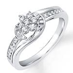 مدل حلقه فلاور (flower) طلا با نگین الماس تراش برلیان و باگت مدل : eng2192