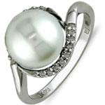 انگشتر طلای سفید با نگین مروارید و الماس: مدل rgf1126