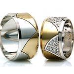 حلقه ست طلای عروس با نگین الماس تراش برلیان مدل: srd1421