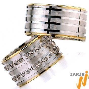 حلقه ست طلای عروس با نگین الماس تراش برلیان مدل: srd1423