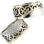 حلقه ست طلای عروس با نگین الماس تراش برلیان مدل: srd1424