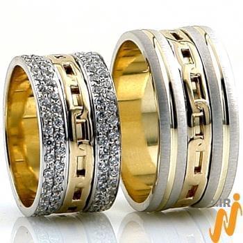 حلقه ست طلای عروس با نگین الماس تراش برلیان مدل: srd1428