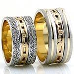 حلقه ست طلای عروس با نگین الماس تراش برلیان مدل: srd1428