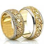 حلقه ست طلای عروس با نگین الماس تراش برلیان مدل: srd1429