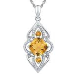 آویز طلا و جواهر با نگین سیترین و الماس تراش برلیان مدل: npdf13039