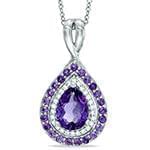 آویز طلا و جواهر با نگین آمتیس و الماس تراش برلیان مدل: npdf13040