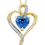 آویز طلا و جواهر با نگین توپاز و الماس تراش برلیان طرح قلب مدل: npdf13044