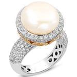 انگشتر طلا و جواهر با نگین مروارید و الماس تراش برلیان: مدل rgf1475 