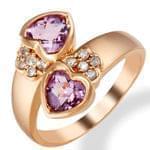 انگشتر جواهر با نگین آمتیس و الماس تراش برلیان طرح قلب: مدل rgf1478