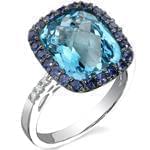 انگشتر طلا و جواهر با نگین توپاز، یاقوت کبود و برلیان: مدل rgf1479