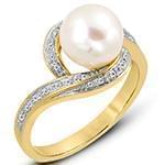 انگشتر طلا و جواهر با نگین مروارید و الماس تراش برلیان: مدل rgf1480