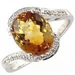 انگشتر طلا و جواهر با نگین سیترین و الماس تراش برلیان: مدل rgf1481