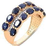 انگشتر طلا و جواهر با نگین یاقوت کبود و الماس تراش برلیان: مدل rgf1484