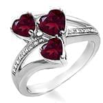 انگشتر طلا و جواهر با نگین گارنت و الماس تراش برلیان طرح قلب: مدل rgf1486