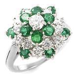 انگشتر طلا و جواهر با نگین زمرد و الماس تراش برلیان طرح گل: مدل rgf1487