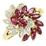 انگشتر طلا و جواهر با نگین یاقوت قرمز و الماس تراش برلیان: مدل rgf1488