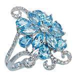 انگشتر طلا و جواهر با نگین توپاز و الماس تراش برلیان طرح گل: مدل rgf1489