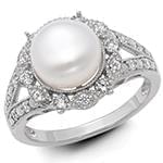 انگشتر طلا و جواهر با نگین مروارید و الماس تراش برلیان: مدل rgf1491