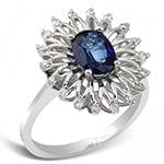 انگشتر طلا و جواهر با نگین یاقوت کبود و الماس تراش برلیان: مدل rgf1494