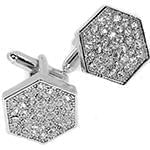 دکمه سردست طلا سفید با نگین الماس تراش برلیان مدل: cdm1136