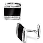 دکمه سردست طلا سفید با نگین الماس تراش برلیان و انیکس مدل: cdm1138