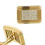 دکمه سردست طلا زرد با نگین الماس تراش برلیان مدل: cdm1139