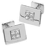 دکمه سردست طلا سفید با نگین الماس تراش برلیان مدل: cdm1140