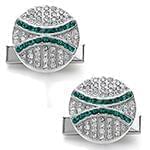 دکمه سردست طلا سفید با نگین الماس تراش برلیان و زمرد مدل: cdm1142