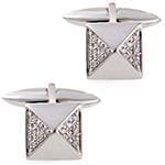 دکمه سردست طلای سفید با نگین الماس تراش برلیان مدل: cdm1147