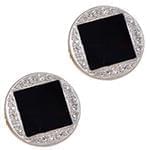 دکمه سردست طلا سفید با نگین الماس تراش برلیان و انیکس مدل: cdm1150