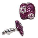 دکمه سردست طلا سفید با نگین الماس تراش برلیان و یاقوت قرمز مدل: cdm1151