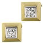 دکمه سردست طلا زرد با نگین الماس تراش برلیان مدل: cdm1156