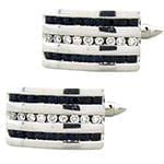 دکمه سردست طلا سفید با نگین الماس تراش برلیان و یاقوت مشکی مدل: cdm1157